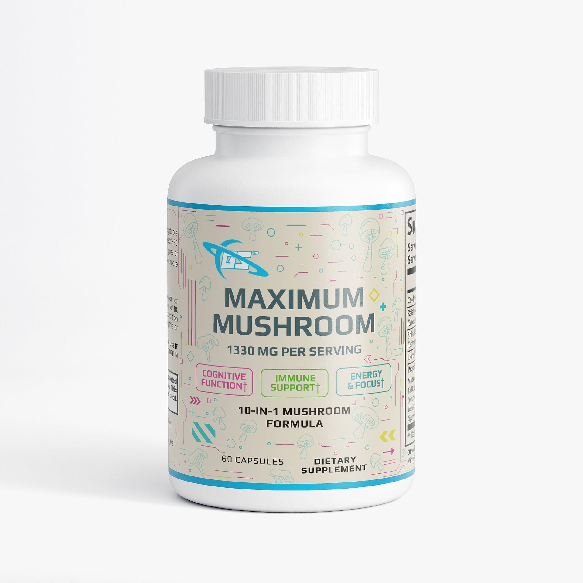 Maximum Mushroom 10-in-1 — front label