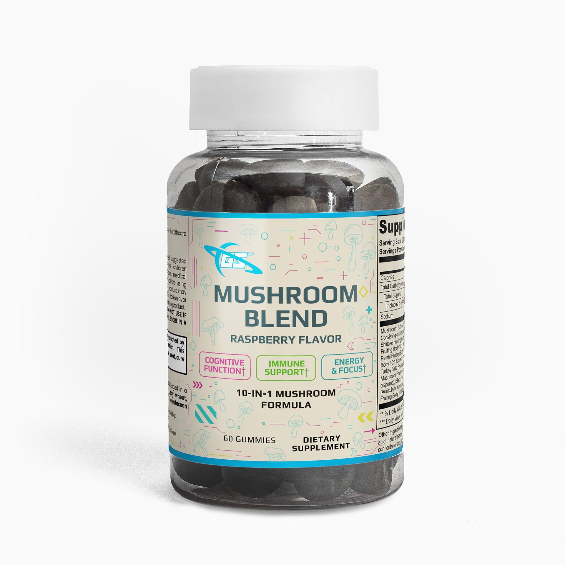 10x Mushroom Gummies — front label