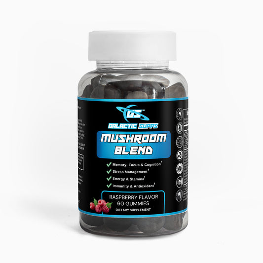 10x Mushroom Blend Gummies, Raspberry Flavored, 10:1 Extract of 10 Mushrooms: Lion’s Mane, Reishi, Cordyceps, Chaga, Maitake, Shiitake, Turkey Tail, White Button, Black Fungus, & Royal Sun