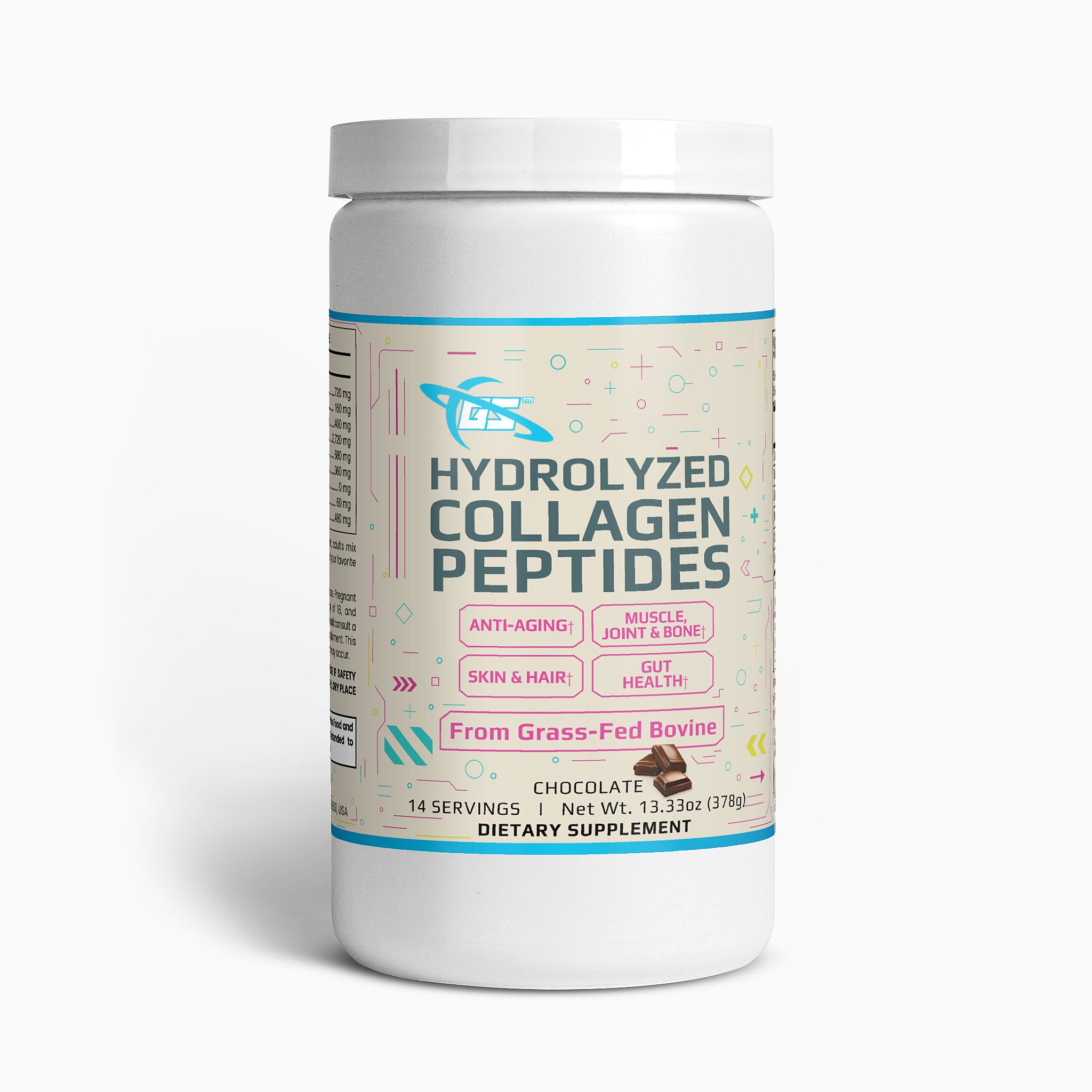 Péptidos de colágeno hidrolizado en polvo (chocolate) - Salud de la piel y las articulaciones