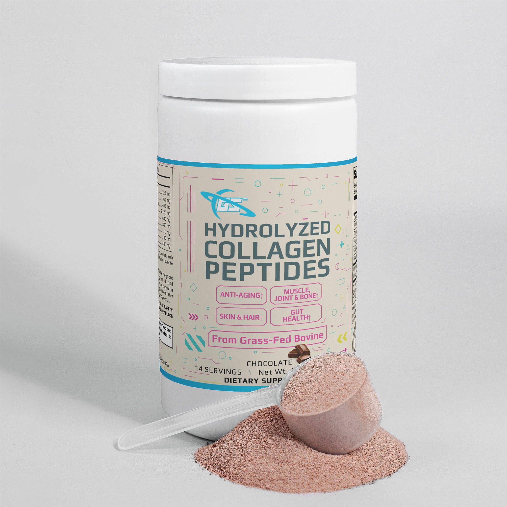 Péptidos de colágeno hidrolizado en polvo (chocolate) - Salud de la piel y las articulaciones