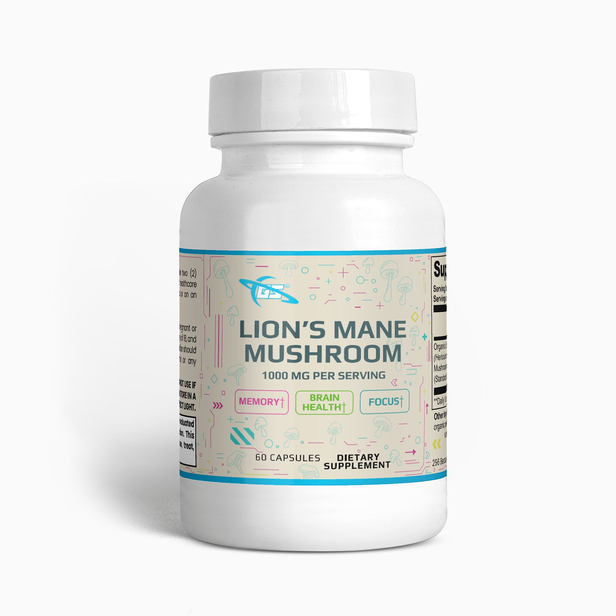 Hongo melena de león orgánico para la memoria, la concentración, la cognición general y la circulación (60 cápsulas)