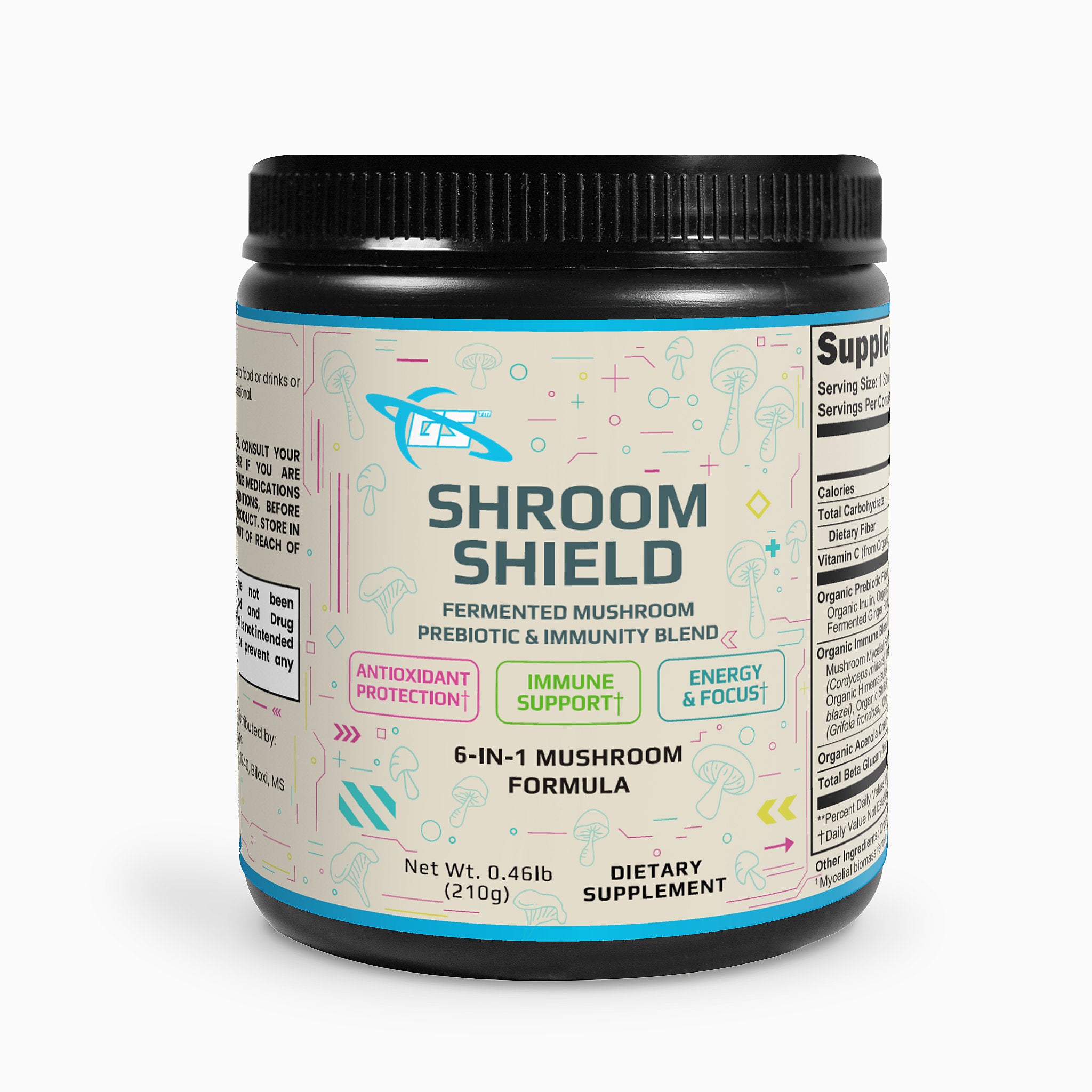 Shroom Shield (mezcla orgánica de hongos fermentados, prebióticos y para el sistema inmunitario)
