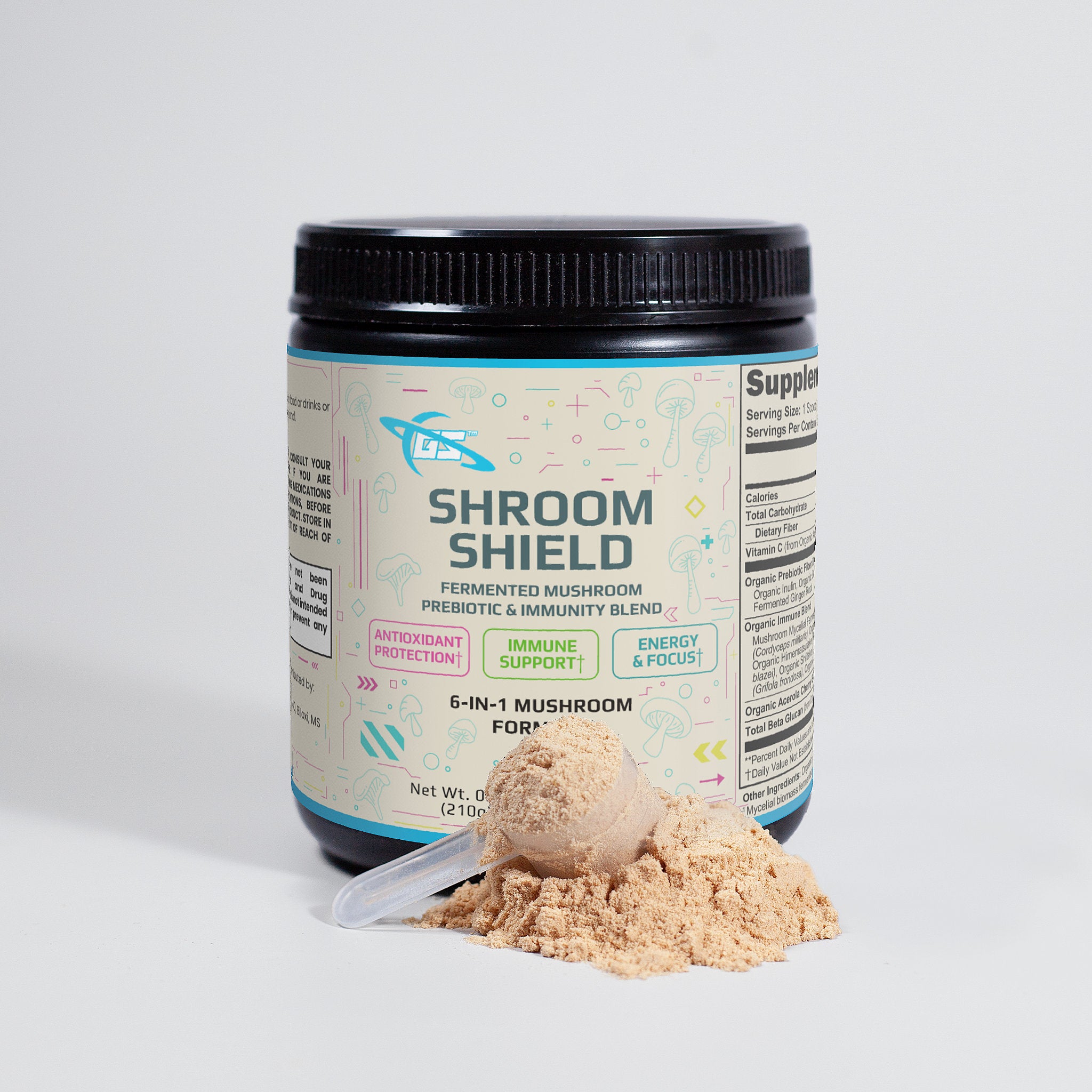 Shroom Shield (mezcla orgánica de hongos fermentados, prebióticos y para el sistema inmunitario)