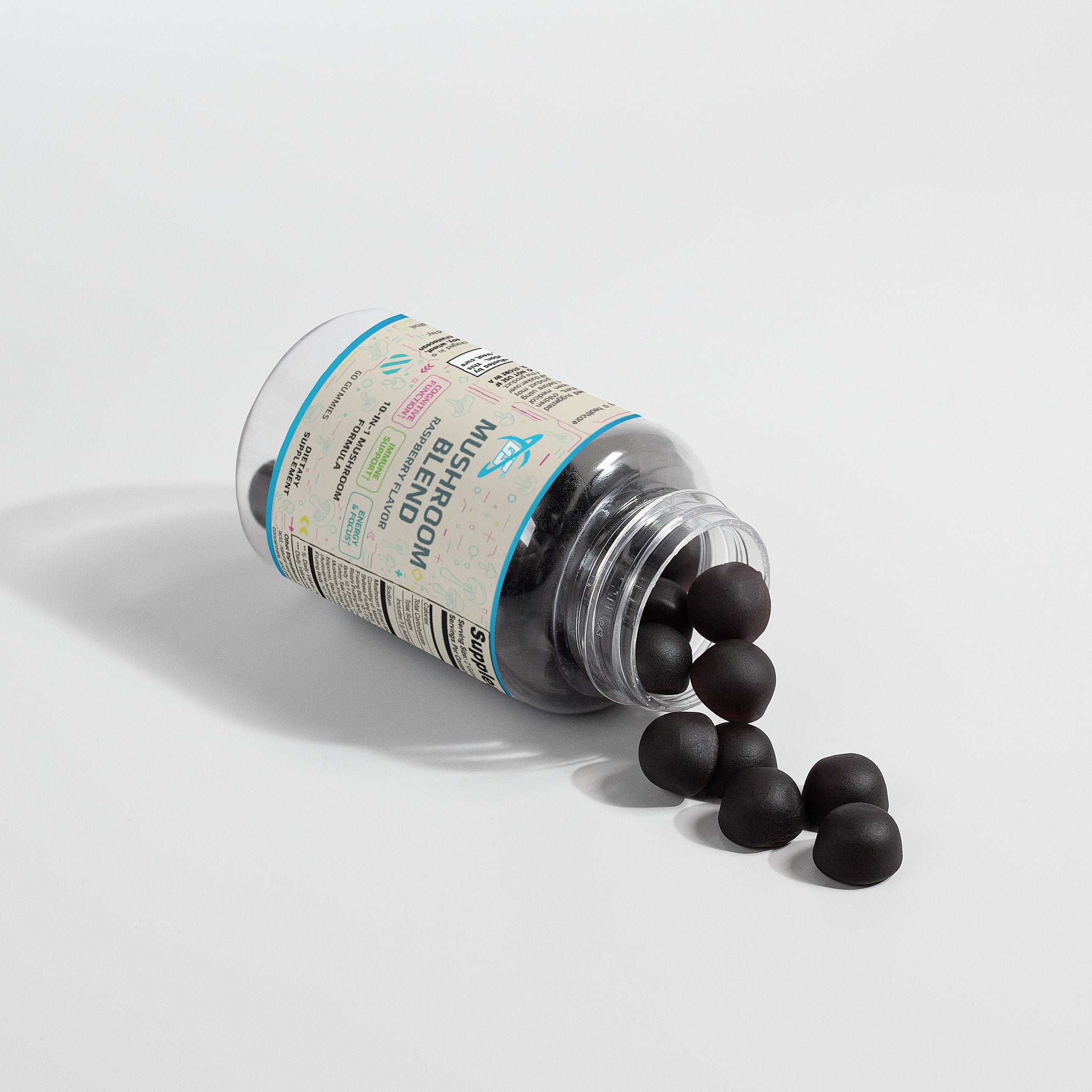 10x Mushroom Blend Gummies, Raspberry Flavored, 10:1 Extract of 10 Mushrooms