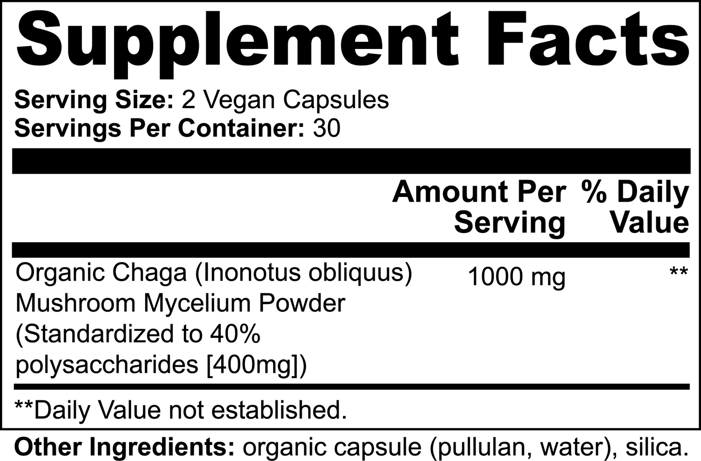 Chaga Mushroom Capsules - Immune & Antioxidant Support