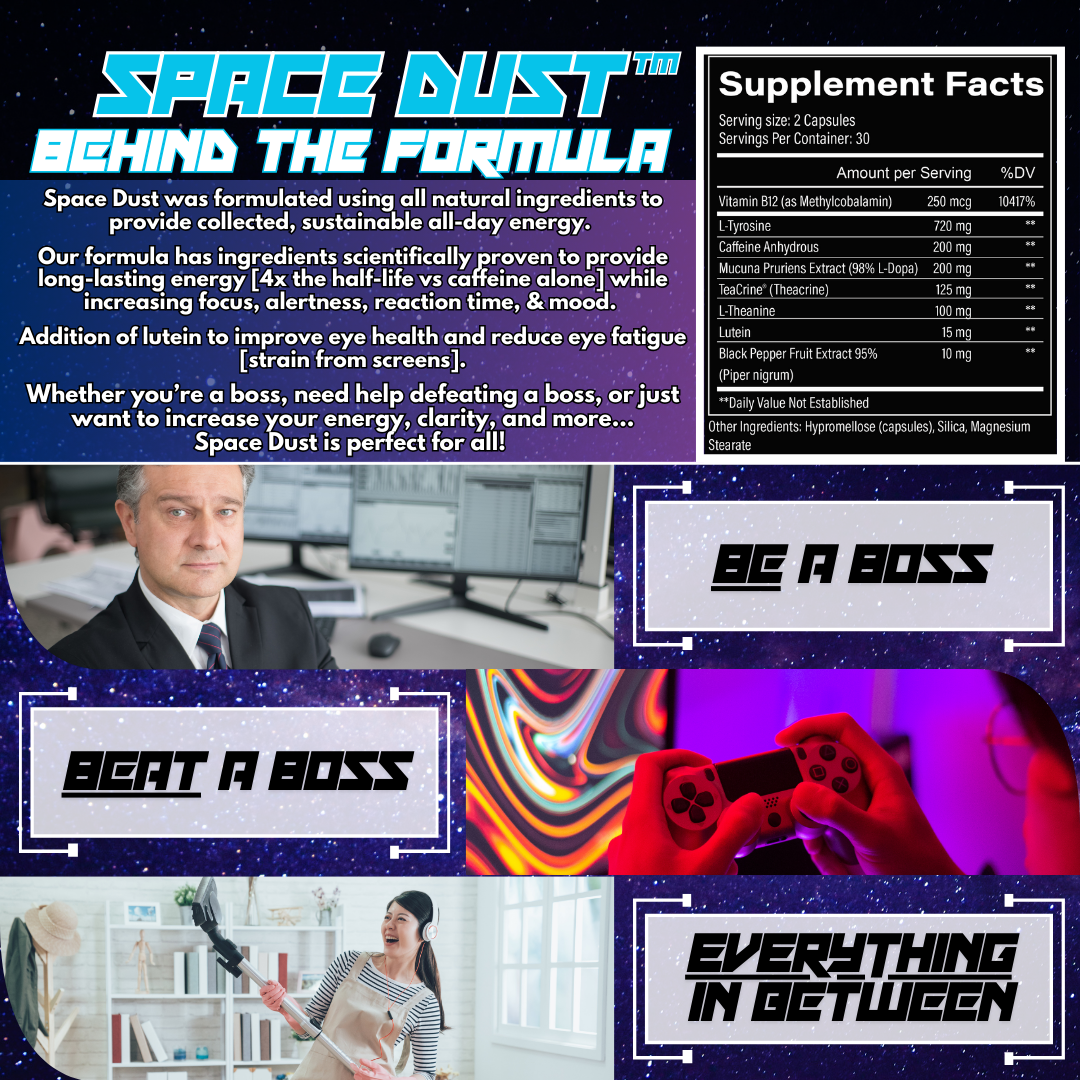 Space Dust - All-Natural Nootropic for Energy, Focus, Mood, and Memory (60 Capsules)